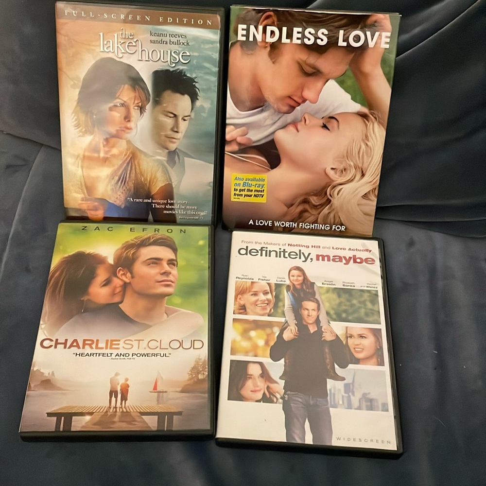 DVDs. Endless Love, The Lake House, Definitely Maybe, and Charlie St. Cloud